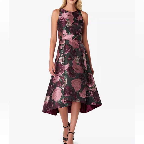 TAHARI ASL METALLIC JACQUARD MIDI DRESS NWT - Picture 1 of 7